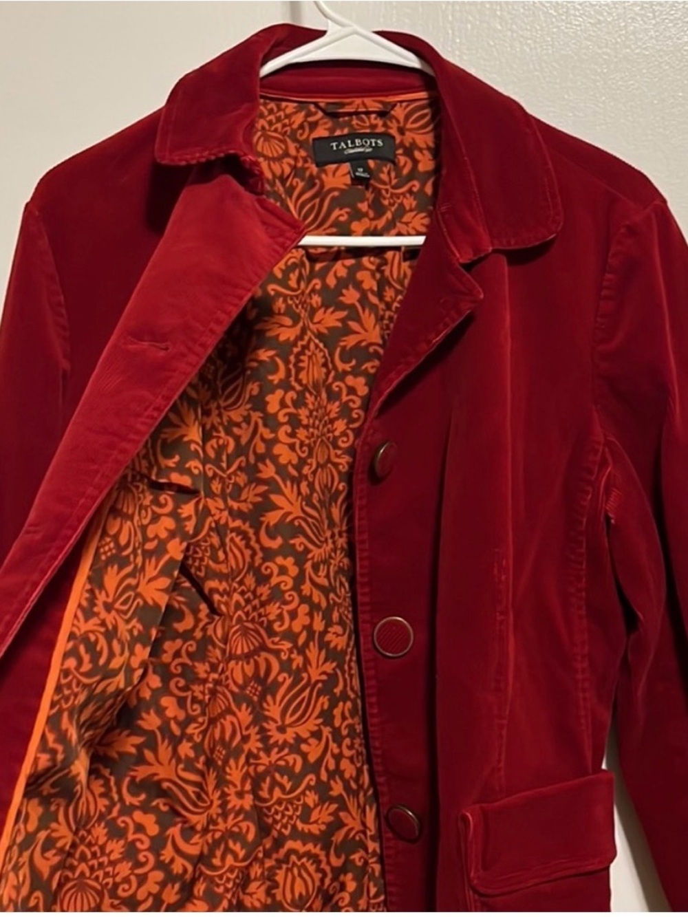 Talbots Deep Red Corduroy Button Jacket with Pockets - Picture 4 of 5